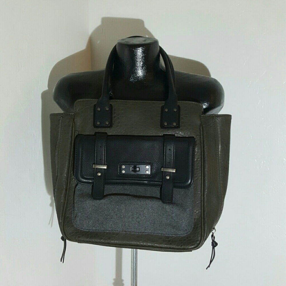 ALDO women purse gray black fabric and Leather